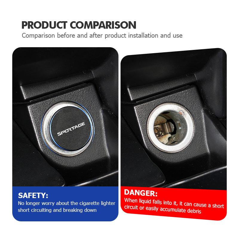 2pcs Car Cigarette Lighter Dust Cover Auto Accessories For KIA Sportage Ceed Sorento Niro Cadenza Proceed Sephia