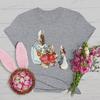 Retro Easter Bunny Tshirts Women Easter Bunny Shirt Gift for Women Vintage Easter Rabbit Tees Crew Neck Short Sleeve Tshirt
