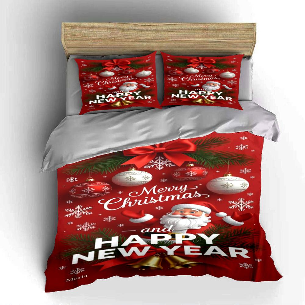 Merry Christmas and Happy New Year Bedding Bedding set (1 duvet cover, 2 pillowcases, duvet not included)
