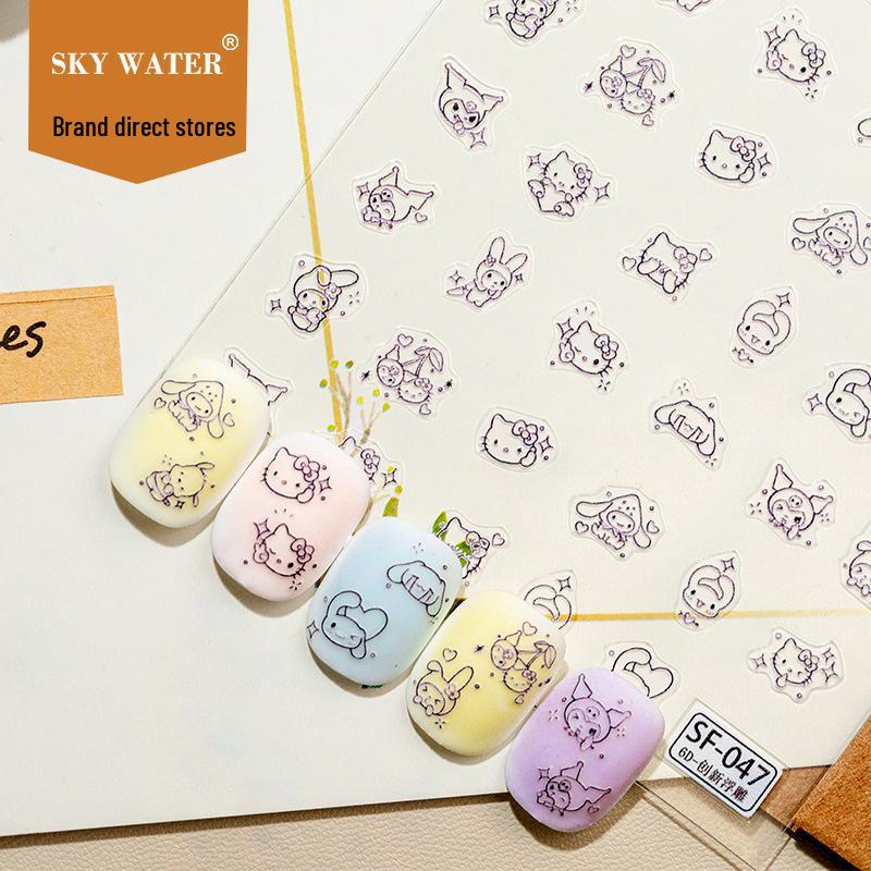 

SKY Kawaii Cute Bunny & Kuromi 6D Embossed Cartoon Nail Stickers for Kids