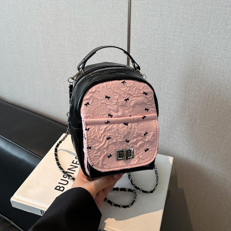 Contrasting color niche women's backpack new trendy exquisite mini versatile chain rear backpack small schoolbag