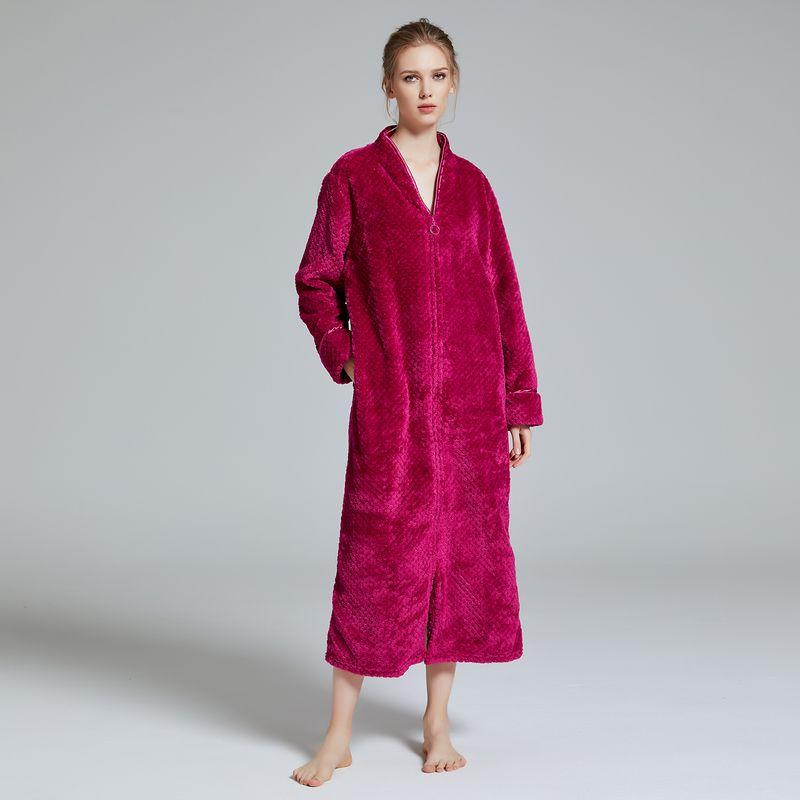 Zipper Nightgown for Men and Women Couple plus Size Chubby Girl Bathrobe for Women Autumn and Winter Long Homewear Coral Velvet Pajamas Nightdress