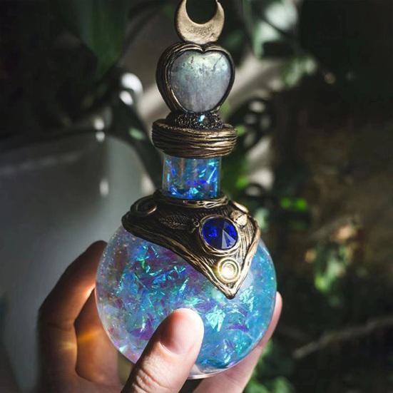 Magic Potion Bottle Mermaid Aura Perfume Bottle Vintage Resin Quartz Gemstone Wishing Bottle Handmade Gift for Her Girlfriend Wife