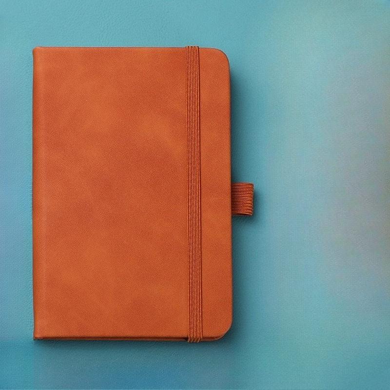 Creative Mini Pocket Notebook A6 Size Leather Cover Study Manual with Elastic Strap Liner Pages Office Supplies