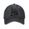 Little Rock Star Guitar Stars Graphic Washed Baseball Cap Outdoor For Womens Unisex FeUnisex