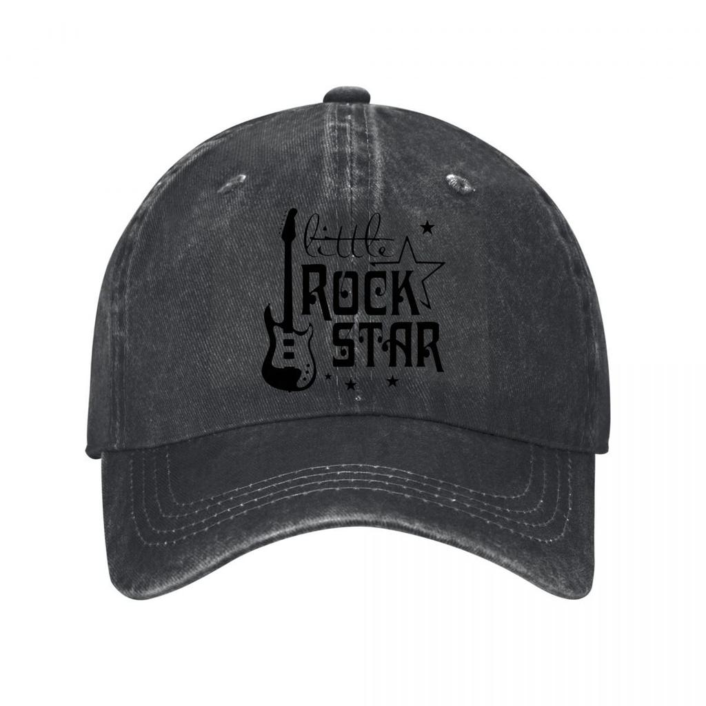 Little Rock Star Guitar Stars Graphic Washed Baseball Cap Outdoor For Womens Unisex FeUnisex
