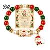 Reindeer Theme Bracelet Christmas Bracelets for Women, Beaded Charm Stretch with Winter Holiday Jewelry Gift Card, Stocking Stuffers, Party Accessory