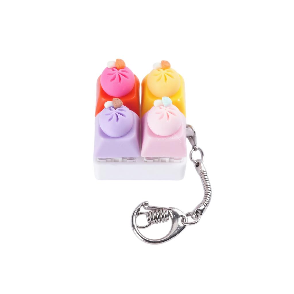 4-Button Bun Shaped Keychain Backpack Charm, No Light Version