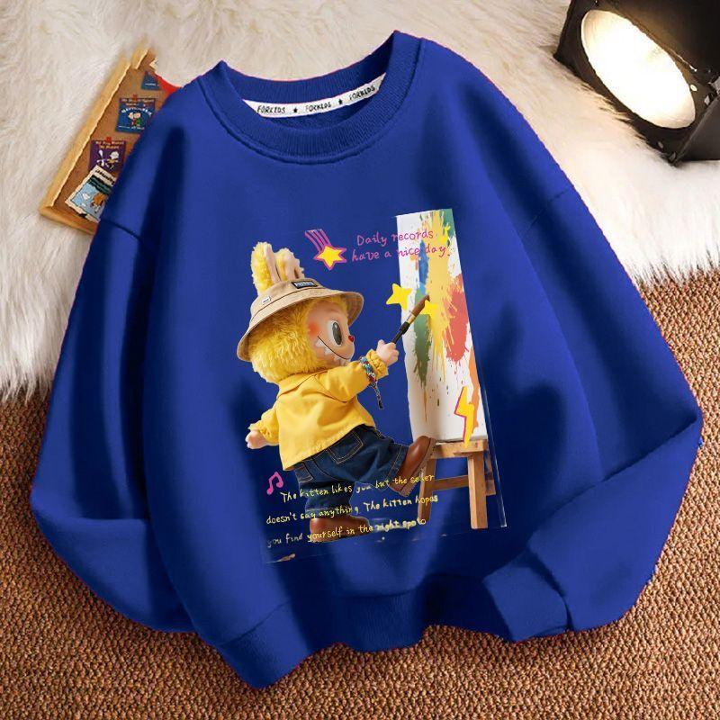 Children's Loose Round-neck Sweatshirt for Spring, Autumn and Winter, Cute Long-sleeved Loose Round-neck Coat for Boys and Girls