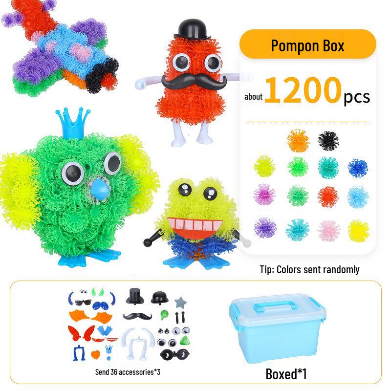 Upgraded Puffy Squeeze Ball: Double Hook DIY Puzzle Toy for Early Childhood Education