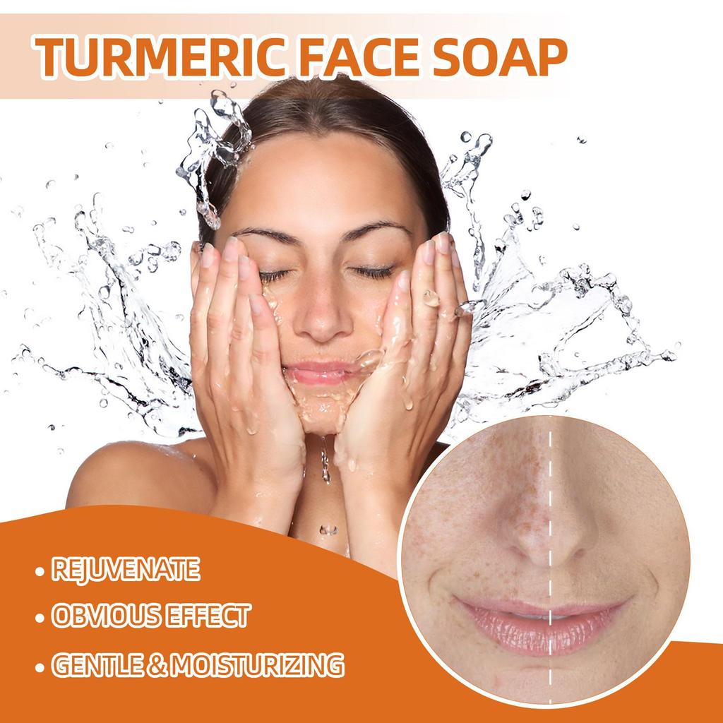 100g Turmeric Face Soap Facial Repair Gentle Cleansing Blemish Reduction Smoothing Fine Lines Cleansing Soap