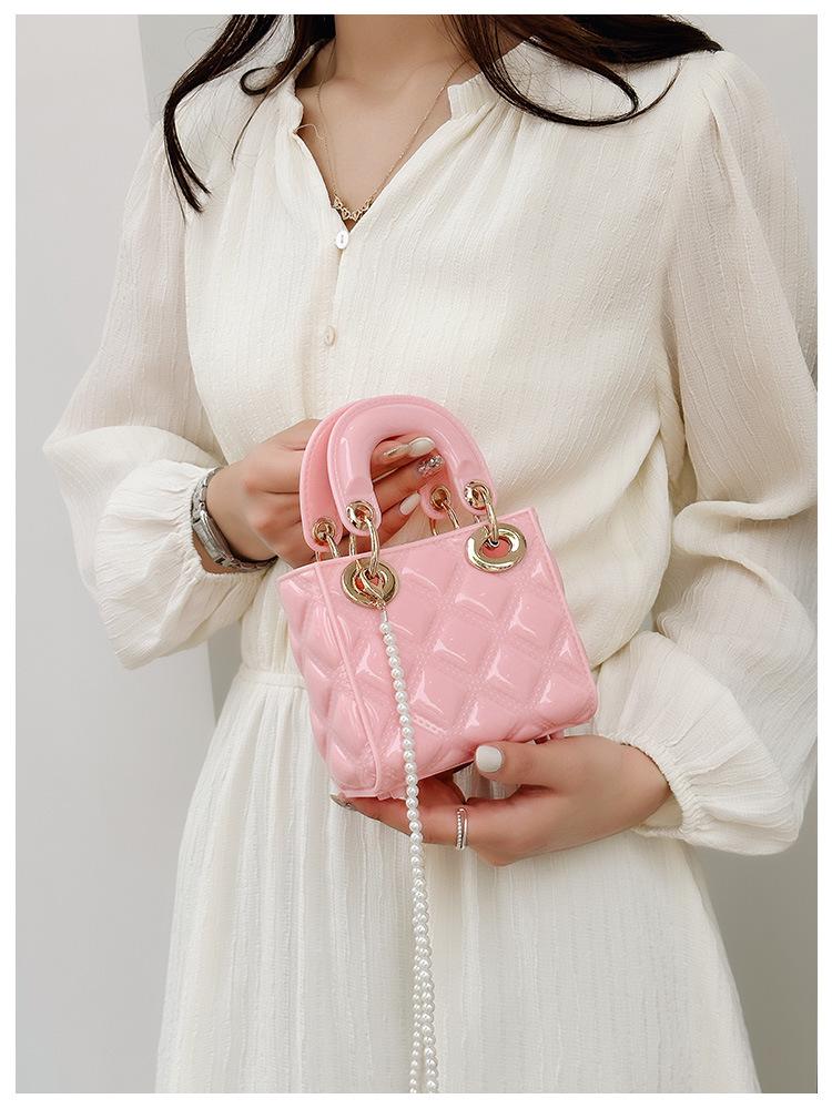 2025 Sommer Mini Diamantmønster Jelly Bag - PVC Perle Crossbody for Barn & Kvinner