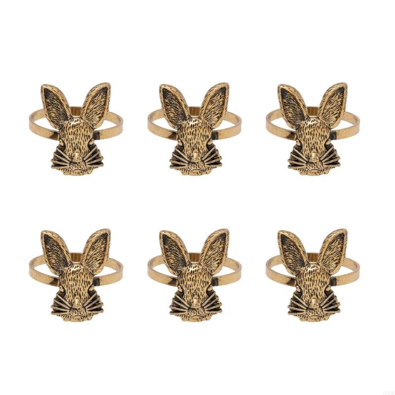 6Pcs Easter Rabbit Napkin Rings Set for Spring Parties and Family Gatherings 6XDE