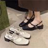 Fashion French Chunky Heels Mary Jane Sandals Women 2025 Summer New Temperament Chunky Heels