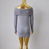 Slash Neck Sweater Women Sexy Off Shoulder Elegant Long Sleeve Pullover Dress