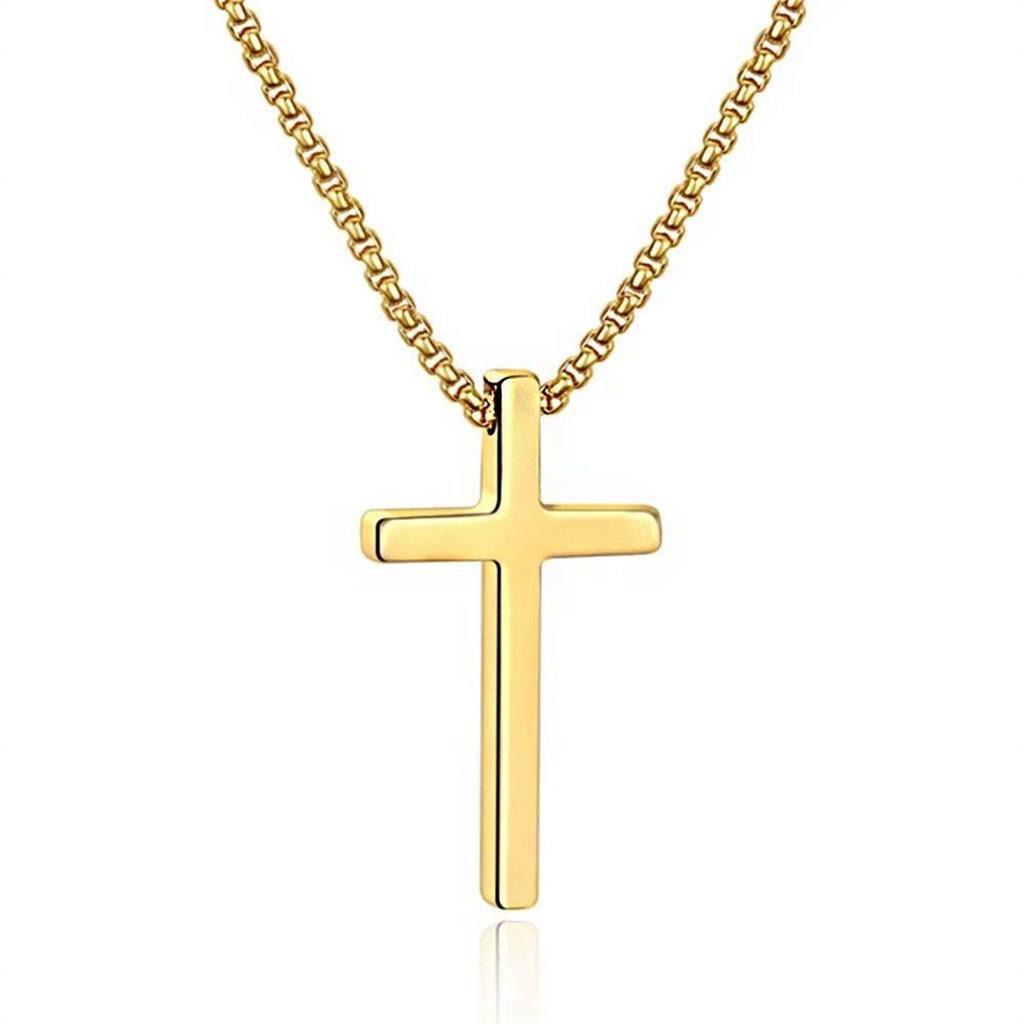 Simple Titanium Steel Cross Necklace Trendy Man Versatile Pendant Sweater Chain Jewelry