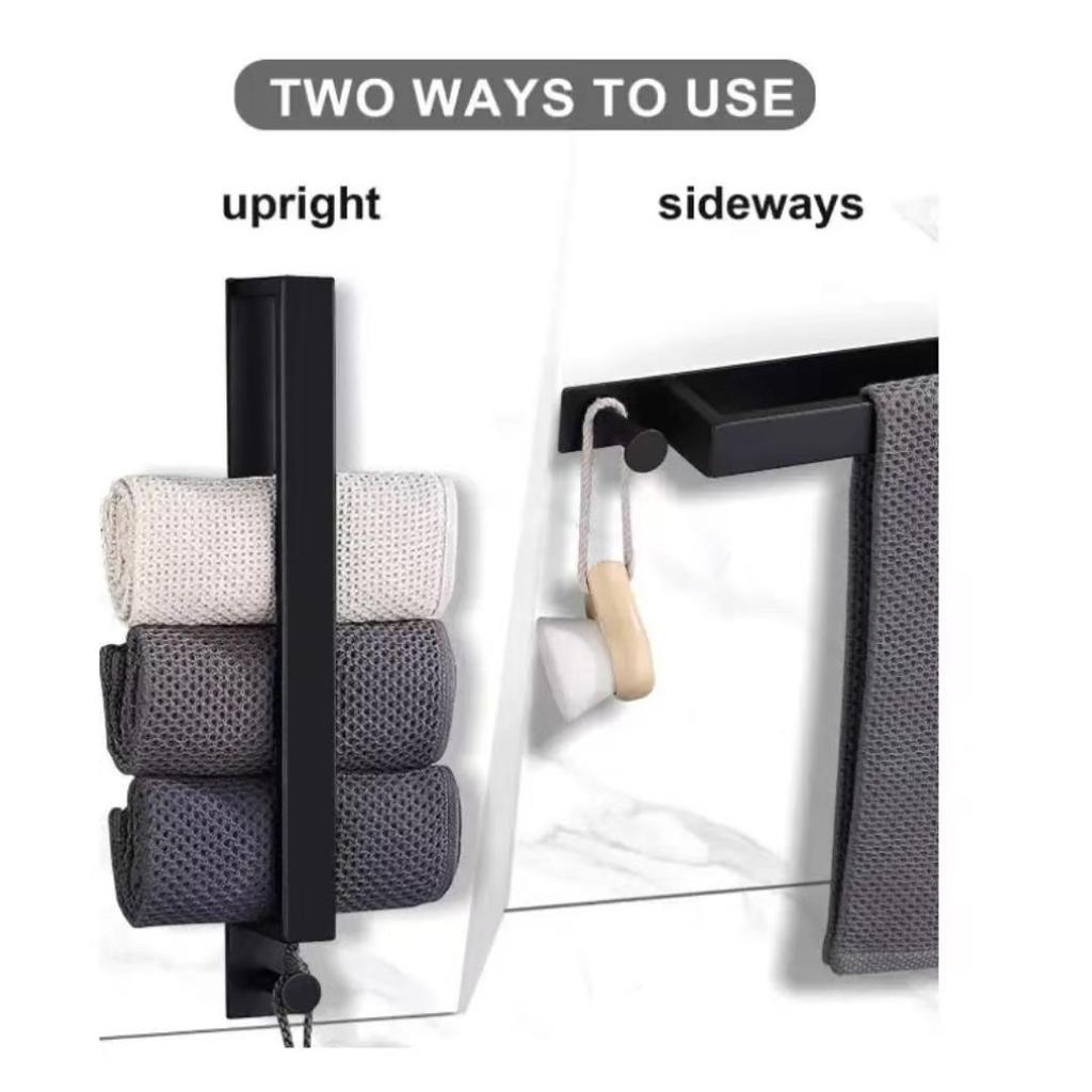 Edelstahl Handtuchstange ohne Bohren mit Haken - Wandmontierte vertikale Stange