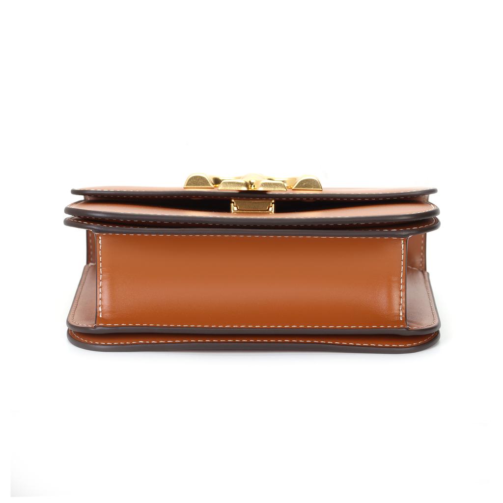 Tory Burch Eleanor Double T Large Logo Drawstring Chain Matte Leather Small Square Crossbody Shoulder Bag Women Bags Bourbon-Whiskey 73589-201