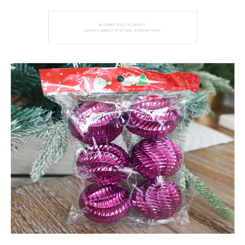 6Pcs/Set Christmas Ball Champagne Pumpkin Ball Xmas Decorative Hanging Ornaments Party Christmas Spheres Pendant