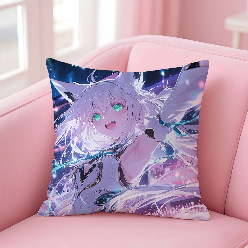 Cute S-Shirakami F-Fubuki Pillow Case Comfort Sofa Bed Silky elegant Invisible zipper Custom Decorative cushion cover