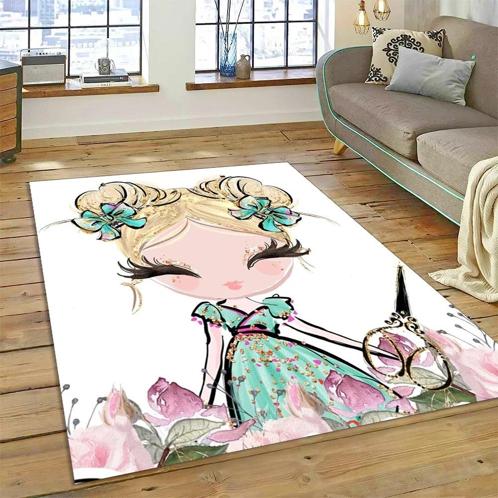 Niedlicher Traum Ballett Mädchen Teppich Leicht zu Reinigen Zuhause Flur Balkon Badezimmer Rutschfest Salon Sofa Boden Große Fläche Deko Weicher Teppich