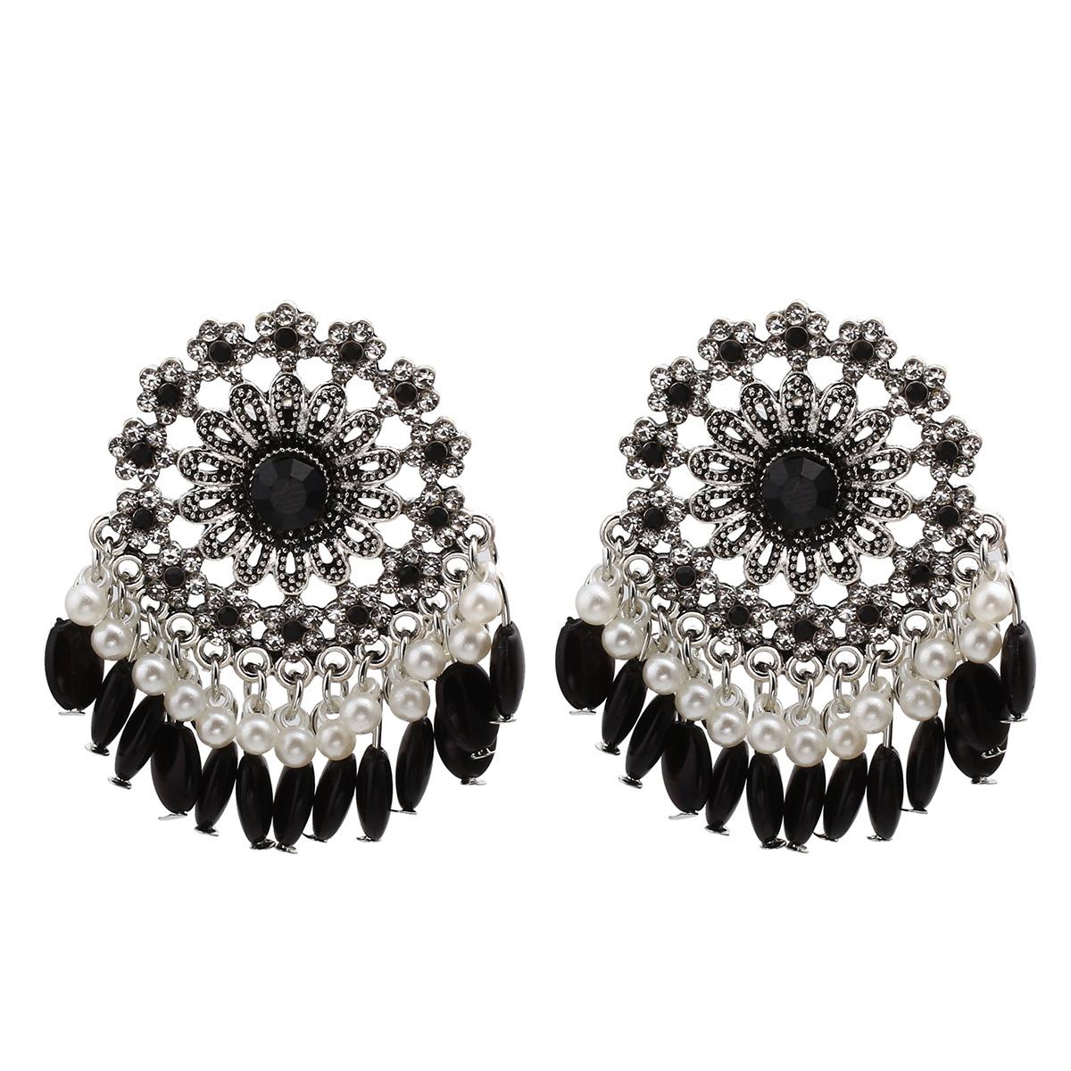 

Серьги с бриллиантами Серьги «Птичья клетка» Цветочные серьги Модные темпераментные серьги Ид аль-Фитр Лассер Байрам чёрный