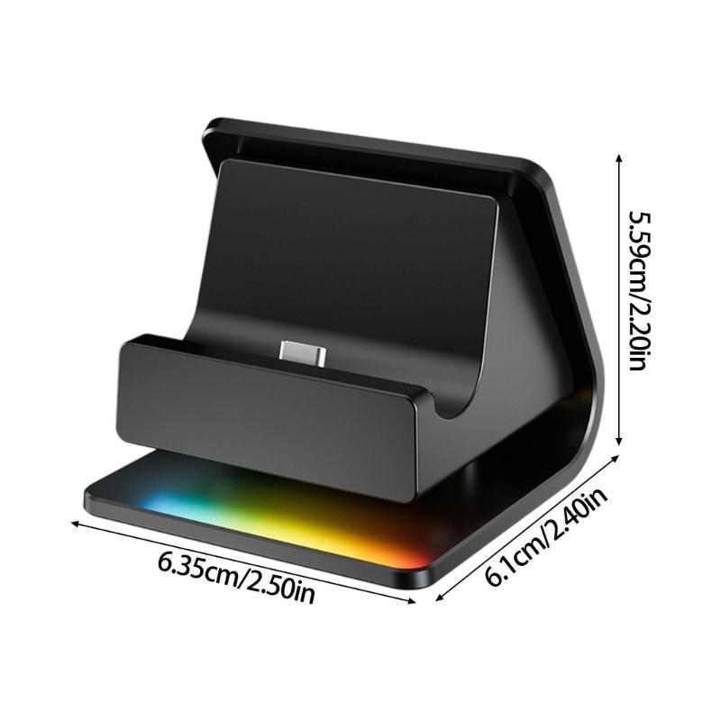 Mini Charging Station Dock For Game Console Handheld Device Featuring Multiple Mode LED Lights & Ergonomic Viewing Angle