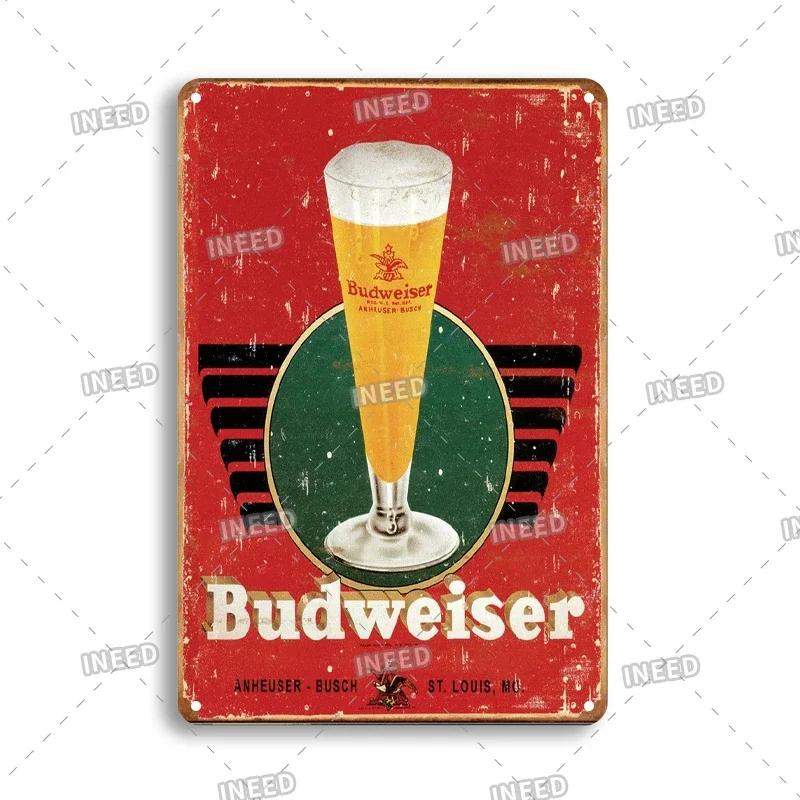 Original Budweiser Bier-Blechschild, lustige Metallplakate, Retro-Wandschild, Vintage-Schild für Bar-Club-Wanddekoration