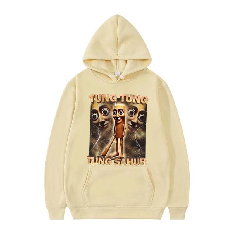 Tung Tung Tung Sahur Lustige Baseballschläger Meme Hoodies für Männer Vintage 90er Humor Hoodie Unisex Hohe Qualität Langarm Sweatshirt