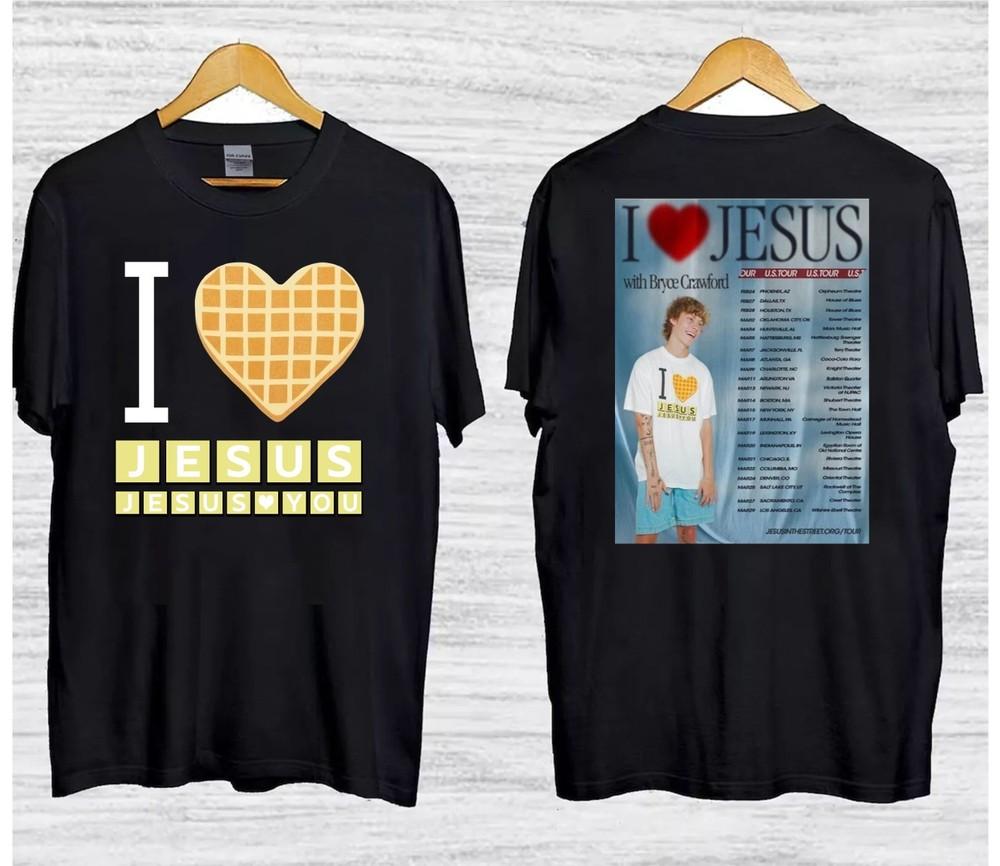 Футболка Bryce Crawford 2026 US Tour I Love Jesus, БЫСТРАЯ ДОСТАВКА, Унисекс футболка XL