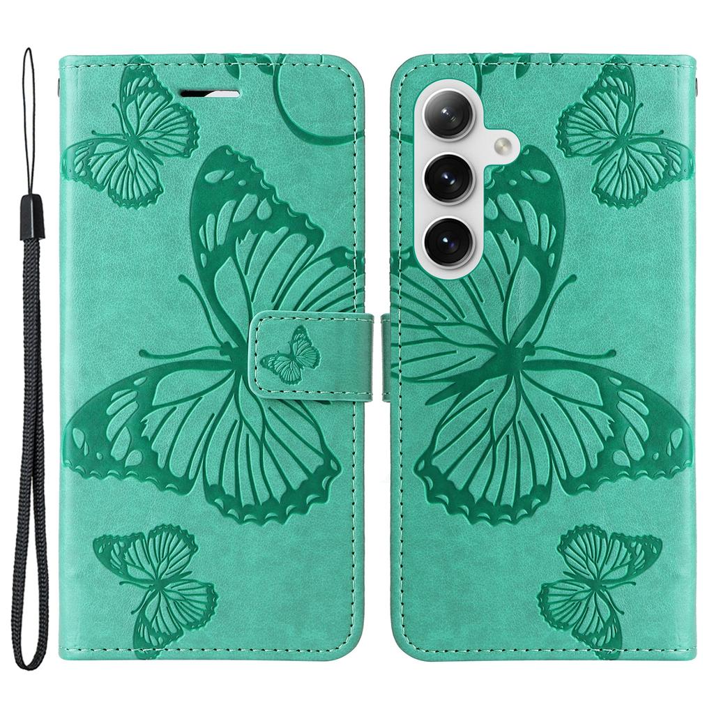 For Samsung Galaxy S25/S24 Wallet Case Floral Butterfly Imprinted Leather Phone Cover Stand
