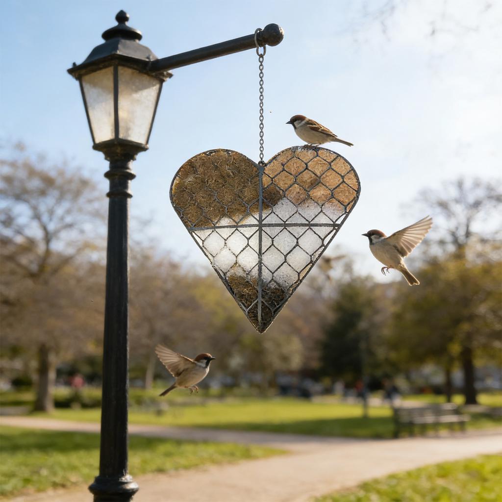 Handmade Fiber Bird Nesting Heart,Refillable Birds Haven 1 Heart Shape Nesting,Winter Gifts Animal Hummingbirds