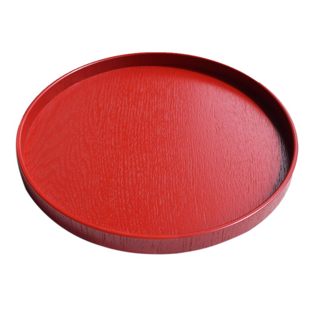 

Natural Wood Serving Tray Painted Plate Decorative Dish Tableware for Home and Kitchen 30cm