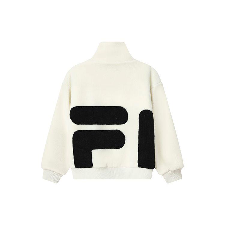 FILA Fw22 Large Logo Casual Faux Shearling Jacket Unisex Jacket Off-White F51U248926FIV