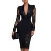 2026 Solid Color Lace Patchwork Lapel Suit Dress with Long Sleeves