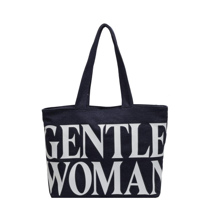 Alphabet Canvas Bag Girls Summer 2025 New Fashion Large Capacity Shoulder Tote Bag Going Out Portable Shopping Bag