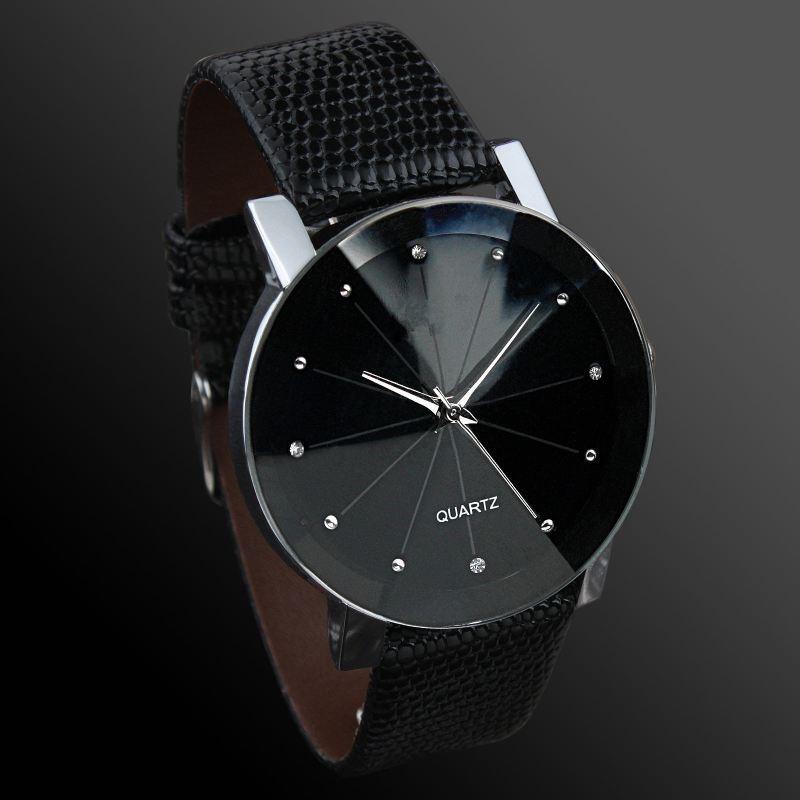 Stylish Pattern Pu Leather Strap Fashion Watch For Couples Men Women Students