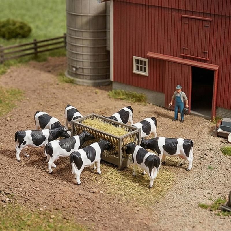 10Pcs Simulation Cattle Statues 1:87 Scale Tiny ABS Cow Models For Tabletop Bookshelf Display and Kids Room Decoration