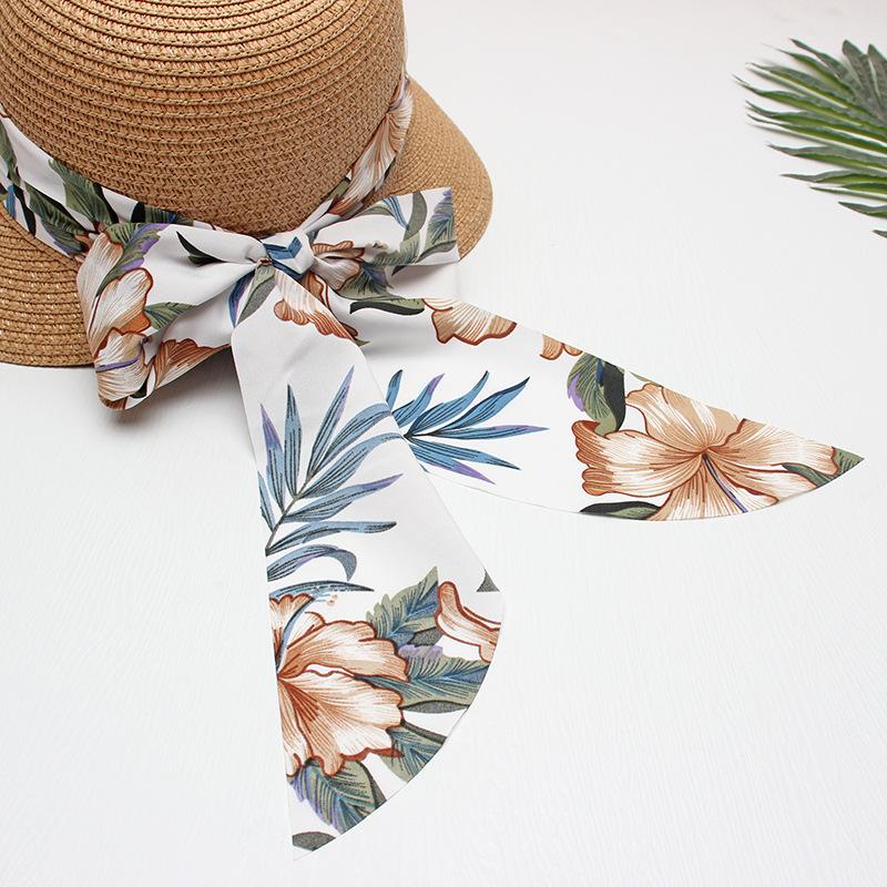 Women'S Floral Ribbon Straw Sun Hat Wide Brim Uv Protection Summer Beach Hat Fashion Lightweight For Vacation Travel Bonnets