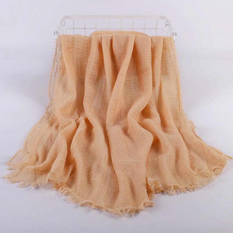 Ramadan Cotton Crinkle Headband Veil Scarves Women Solid Color  Head Wraps Long Scarves Turban Headband Muslim Fashion Headscarf