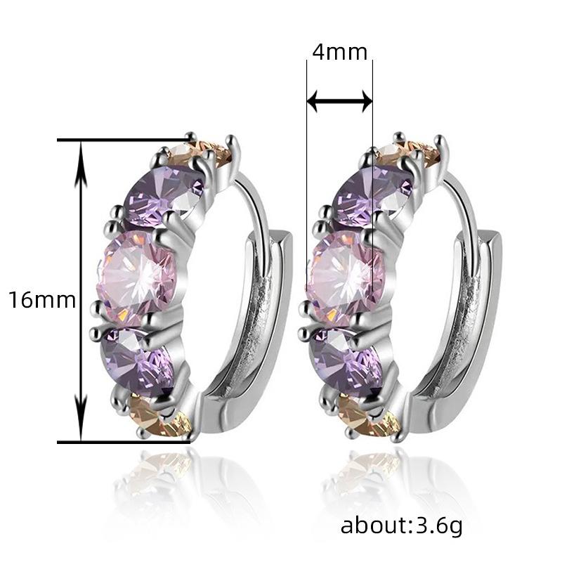 Earrings, Multi-Color Zircon Splicing Earrings, Fashionable Celebrity High-End Earrings