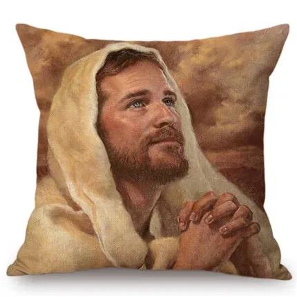 Jesus Christ Portrait Christian Art Cushion Cover Car Decoration Oil Painting Home Pillow Cover