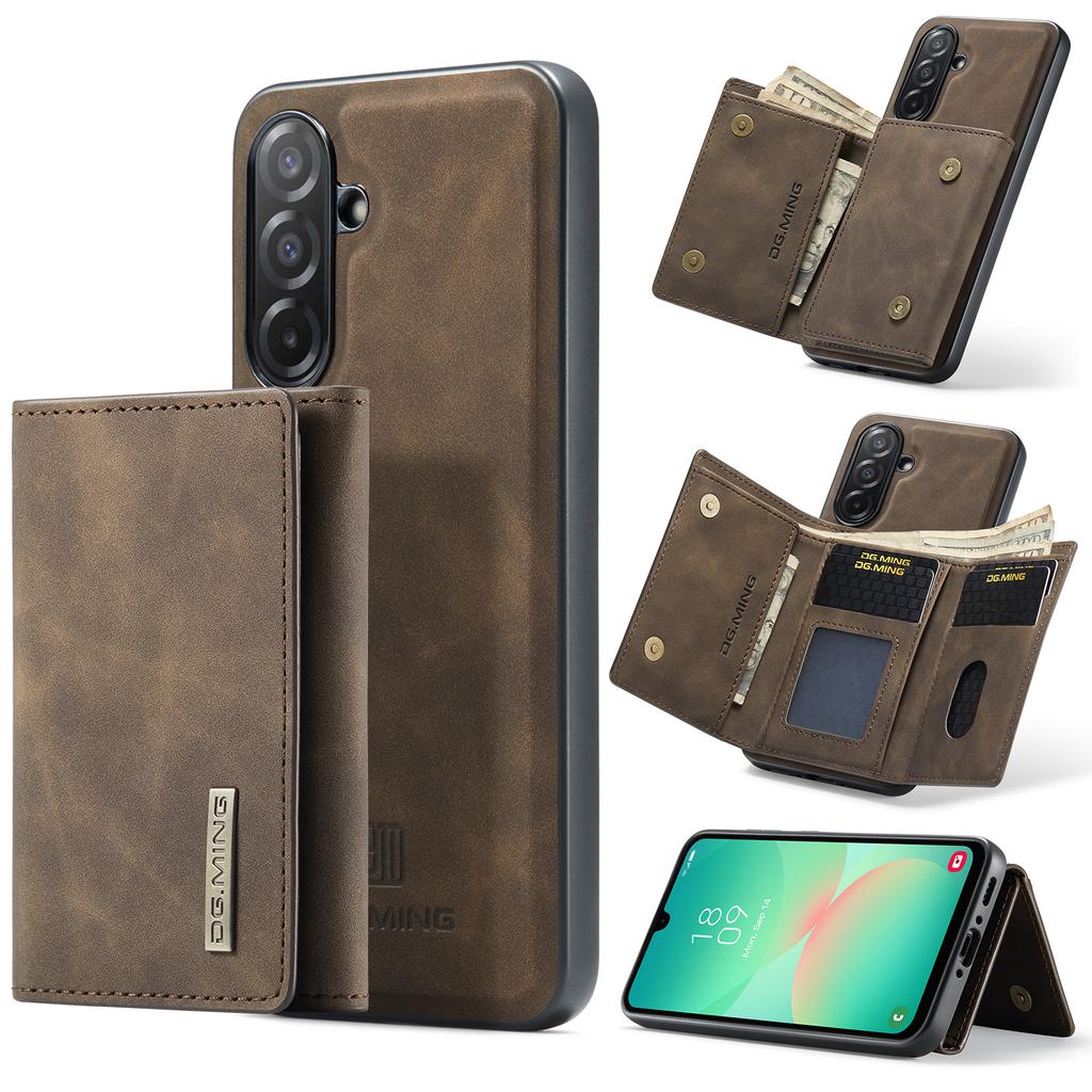 DG.MING M1 Series for Samsung Galaxy A26 5G Case Kickstand PU Phone Cover with Detachable Wallet