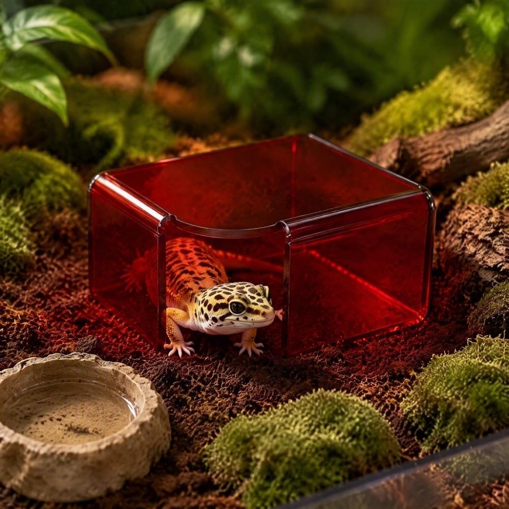 Stackable Reptile Hide Cave Translucent Visible Shelter House Reptile Hideout  Pet Breeding