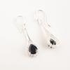 Natural Black Onyx Gemstone 925 Solid Silver Jewelry Zircon Long Earrings 1.86" CZE-7-17