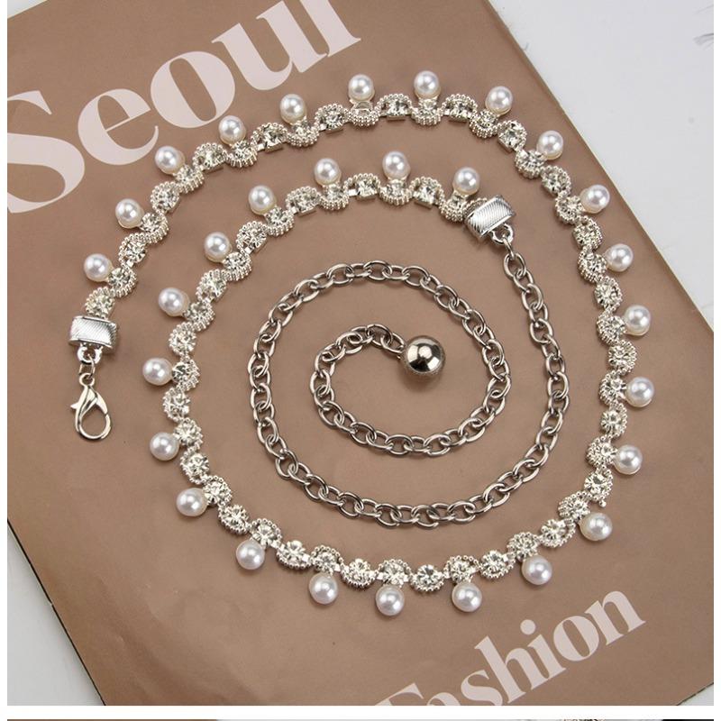 Meier Pearl-embellished metal waist chain - women s dress body chain accessory 107cm
