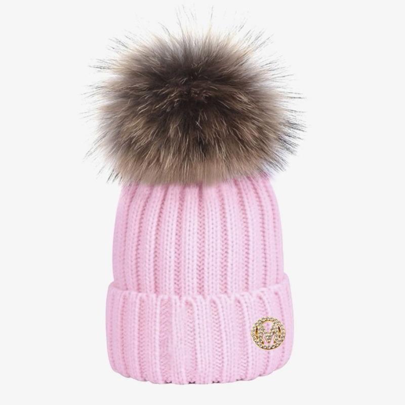 

1pc Winter Warm Knitted Beanie for Women,Thermal Fleece Lined Hood Balaclava Hat,Windproof Snowproof Ski Mask for Outdoor Sports One Size рожевий