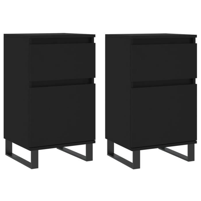 VidaXL Buffets 2 pcs noir 40x35x70 cm bois d’ingénierie 831167