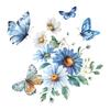 Toilet Stickers Watercolor Floral Chrysanthemum Butterfly Wall Stickers Durable Waterproof Bathroom Decor With Self-Adhesive