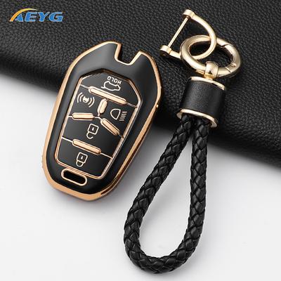 Soft Tpu Car Remote Key Case Cover Shell Fob For Ssangyong Rexton Y400 Y450 G4 5 Buttons Protector Keyless Keychain Accessories
